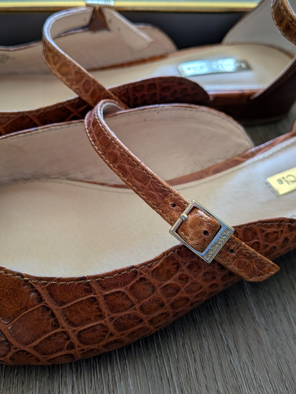 Louise et Cie Anthropologie Croc-Embossed Pointed Mary Jane Flats Size 8.5 - Picture 3 of 9